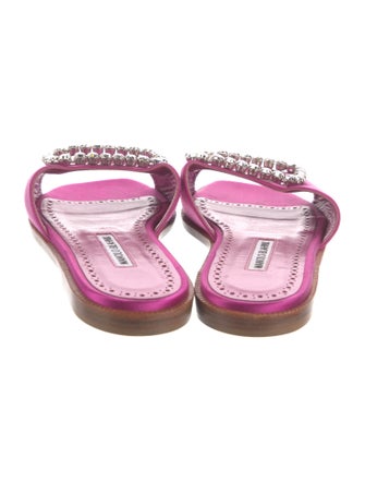 Manolo Blahnik Satin Crystal Embellishments Slides
