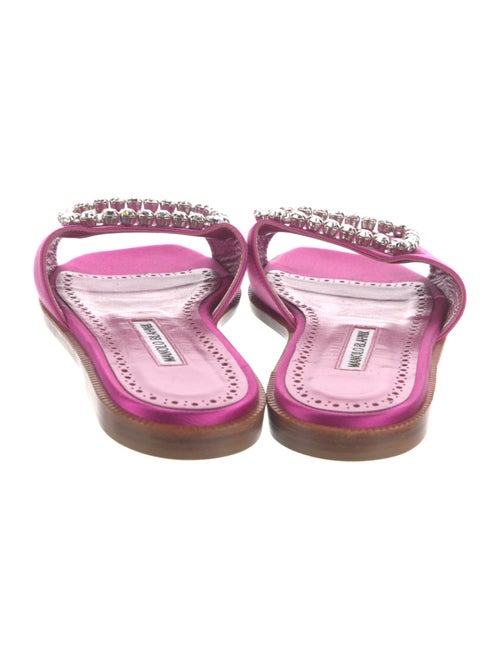 Manolo Blahnik Satin Crystal Embellishments Slides