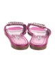 Manolo Blahnik Satin Crystal Embellishments Slides