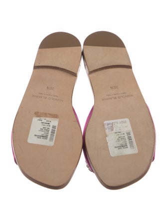 Manolo Blahnik Satin Crystal Embellishments Slides