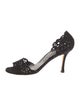 Manolo Blahnik Suede Lasercut Accents Sandals