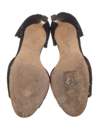 Manolo Blahnik Suede Lasercut Accents Sandals