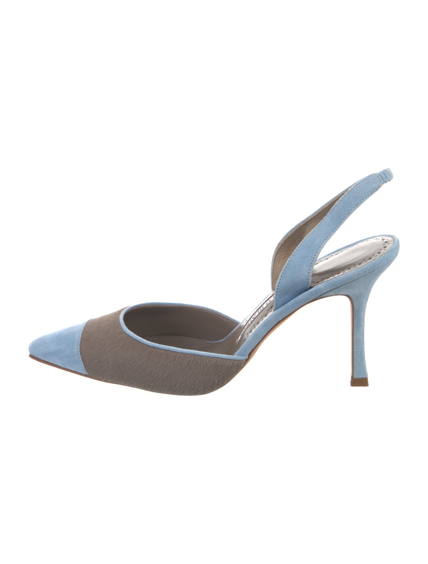 Manolo Blahnik Suede Colorblock Pattern Slingback Pumps