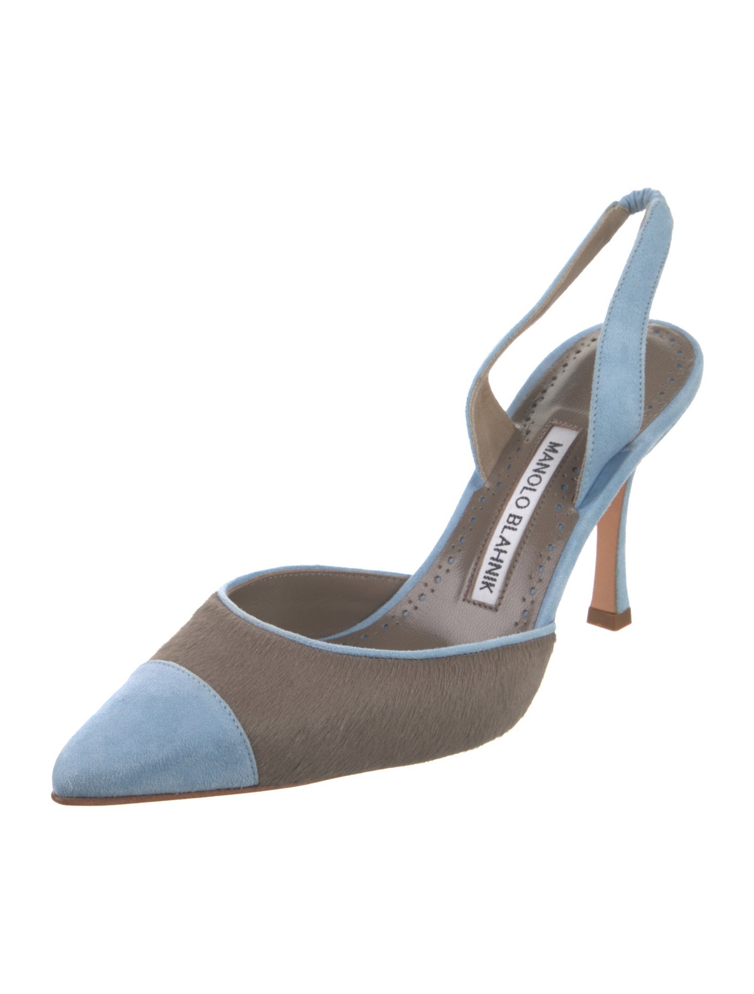 Manolo Blahnik Suede Colorblock Pattern Slingback Pumps