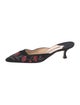 Manolo Blahnik Floral Print Embroidered Accent Mules