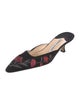Manolo Blahnik Floral Print Embroidered Accent Mules
