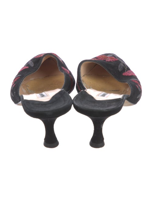 Manolo Blahnik Floral Print Embroidered Accent Mules