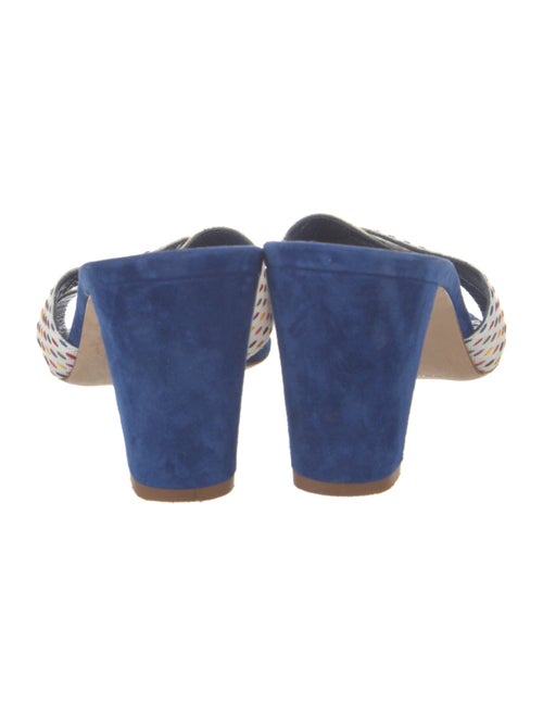 Manolo Blahnik Suede Colorblock Pattern Slides