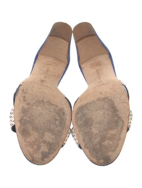 Manolo Blahnik Suede Colorblock Pattern Slides