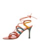 Manolo Blahnik Leather Colorblock Pattern Sandals