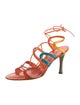 Manolo Blahnik Leather Colorblock Pattern Sandals
