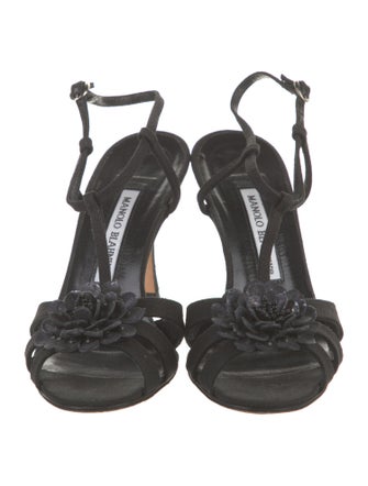 Manolo Blahnik Canvas T-Strap Pumps