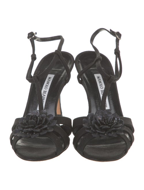 Manolo Blahnik Canvas T-Strap Pumps