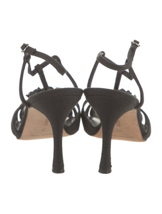 Manolo Blahnik Canvas T-Strap Pumps