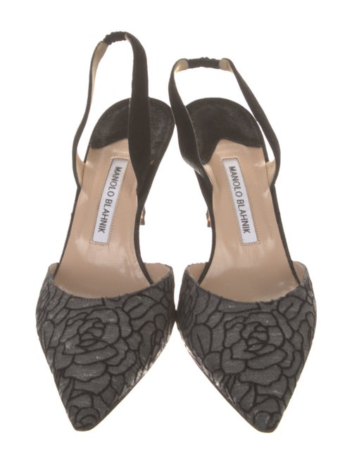 Manolo Blahnik Canvas Printed Slingback Pumps