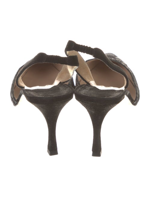 Manolo Blahnik Canvas Printed Slingback Pumps