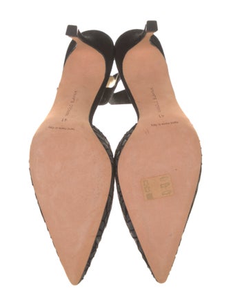 Manolo Blahnik Canvas Printed Slingback Pumps