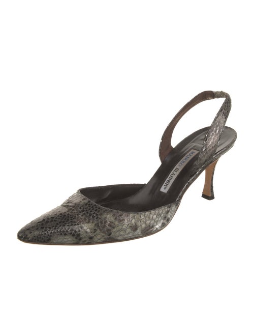 Manolo Blahnik Snakeskin Animal Print Slingback Pumps