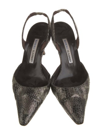Manolo Blahnik Snakeskin Animal Print Slingback Pumps