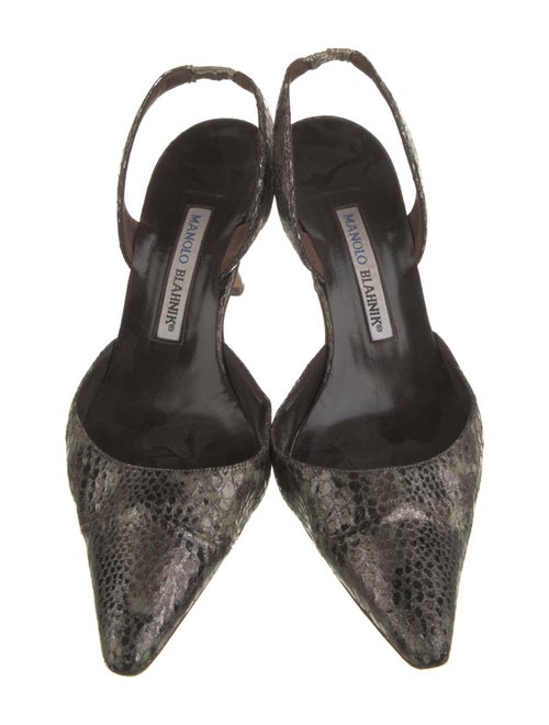 Manolo Blahnik Snakeskin Animal Print Slingback Pumps