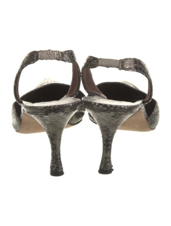 Manolo Blahnik Snakeskin Animal Print Slingback Pumps
