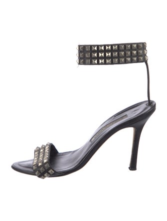 Manolo Blahnik Leather Studded Accents Sandals