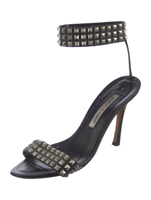 Manolo Blahnik Leather Studded Accents Sandals