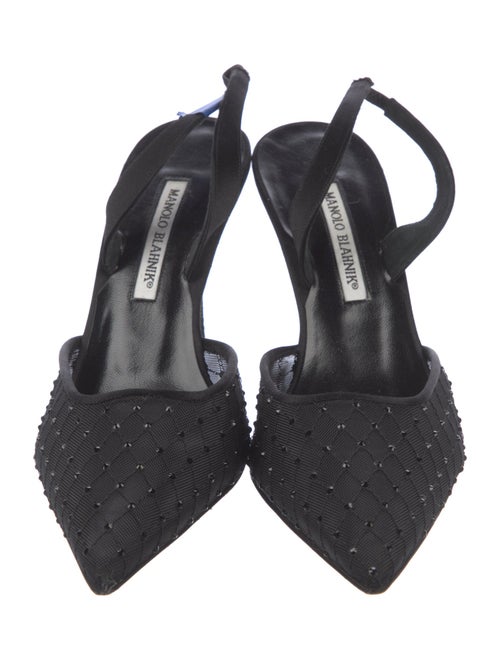 Manolo Blahnik Mesh Crystal Embellishments Slingback Pumps