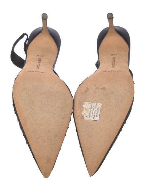Manolo Blahnik Mesh Crystal Embellishments Slingback Pumps