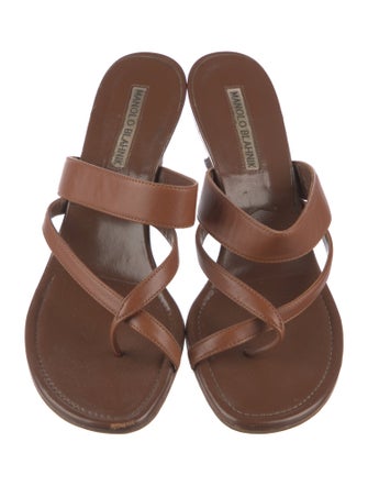 Manolo Blahnik Leather Slides