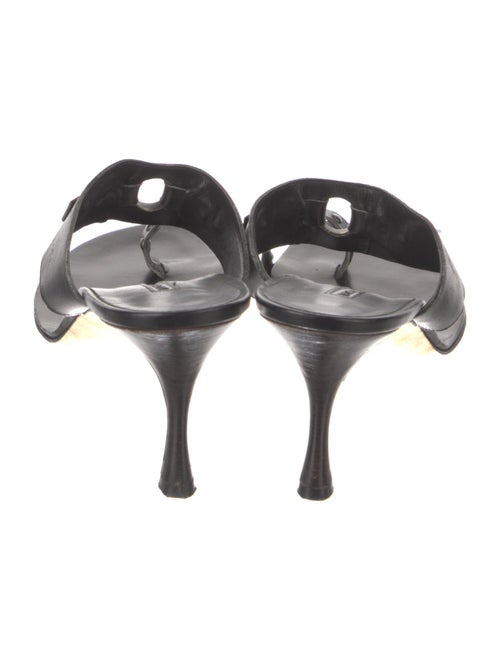 Manolo Blahnik Leather Studded Accents Slides