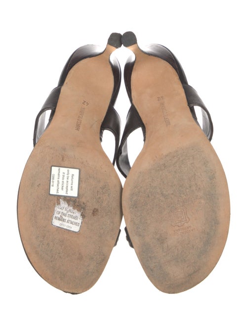 Manolo Blahnik Leather Studded Accents Slides