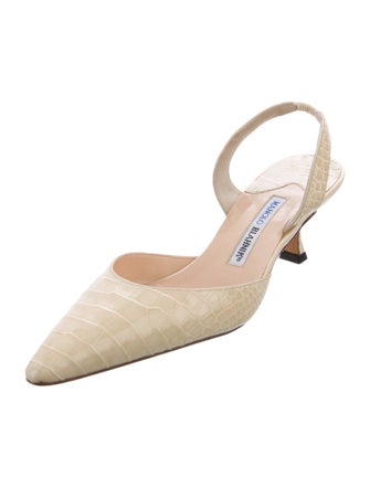 Manolo Blahnik Crocodile Slingback Pumps