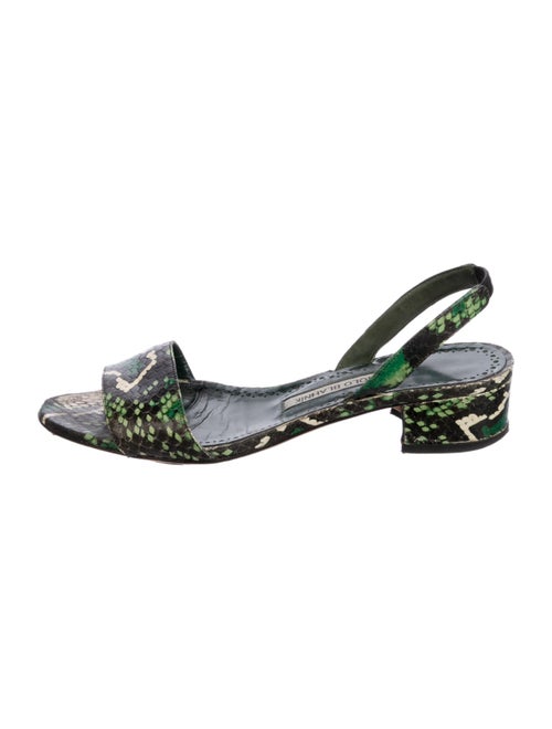 Manolo Blahnik Snakeskin Animal Print Slingback Sandals