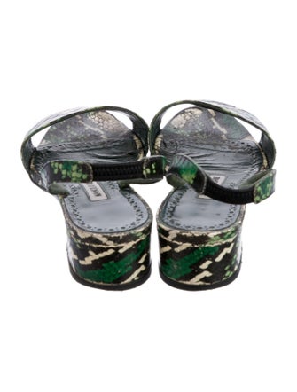 Manolo Blahnik Snakeskin Animal Print Slingback Sandals