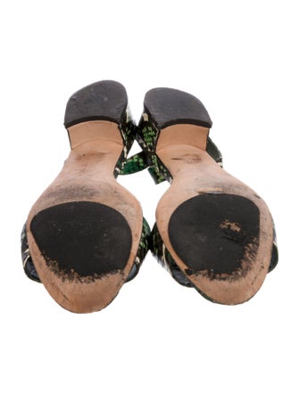 Manolo Blahnik Snakeskin Animal Print Slingback Sandals