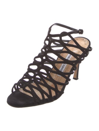 Manolo Blahnik Suede Slingback Sandals