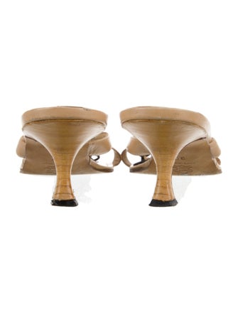 Manolo Blahnik Leather Chain-Link Accents Slides