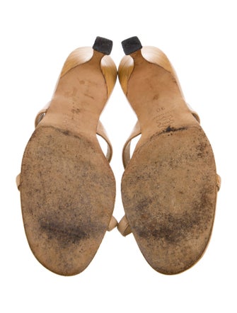 Manolo Blahnik Leather Chain-Link Accents Slides