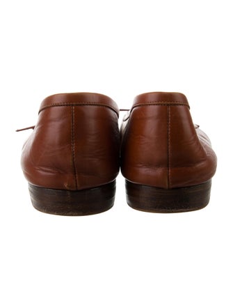 Manolo Blahnik Leather Bow Accents Ballet Flats