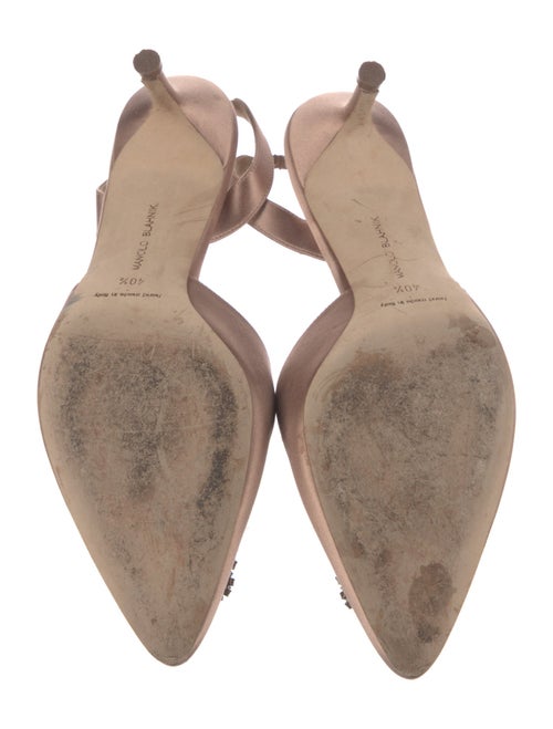 Manolo Blahnik Satin Crystal Embellishments Slingback Pumps