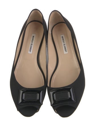 Manolo Blahnik Satin Crystal Embellishments Flats