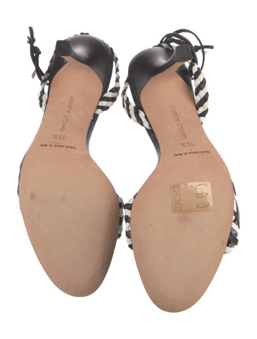 Manolo Blahnik Leather Colorblock Pattern Slingback Sandals
