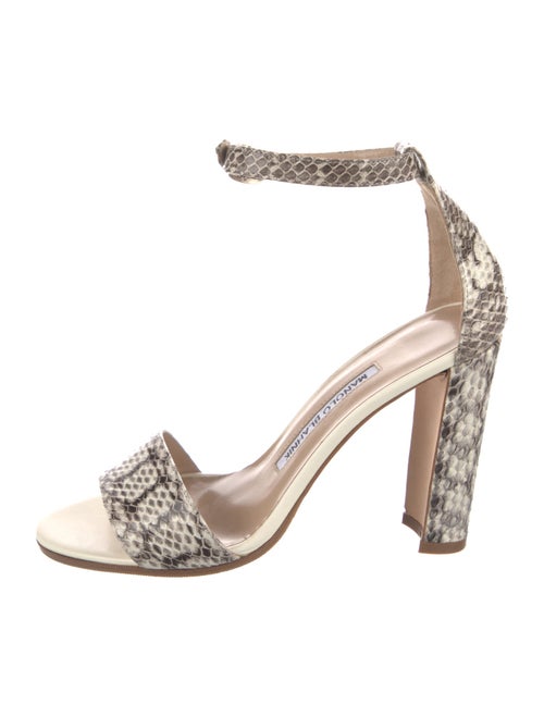 Manolo Blahnik Embossed Leather Animal Print Sandals