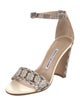 Manolo Blahnik Embossed Leather Animal Print Sandals