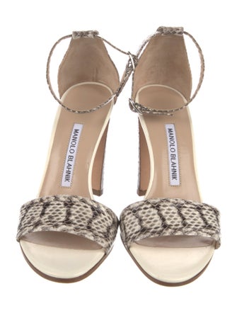 Manolo Blahnik Embossed Leather Animal Print Sandals