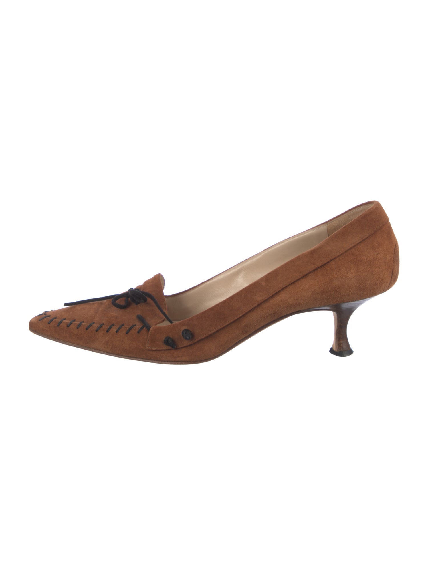 Manolo Blahnik Suede Whipstitch Trim Pumps