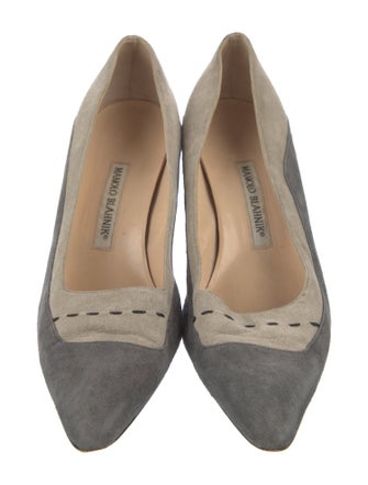 Manolo Blahnik Suede Colorblock Pattern Pumps