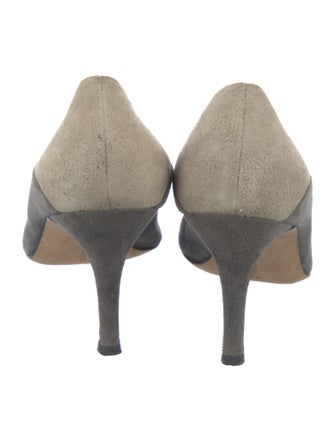 Manolo Blahnik Suede Colorblock Pattern Pumps