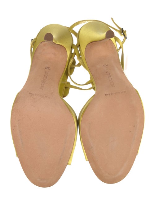 Manolo Blahnik Satin Crystal Embellishments T-Strap Sandals